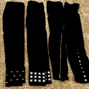 Romeo & Juliet black leggings, Set of 4 pairs
